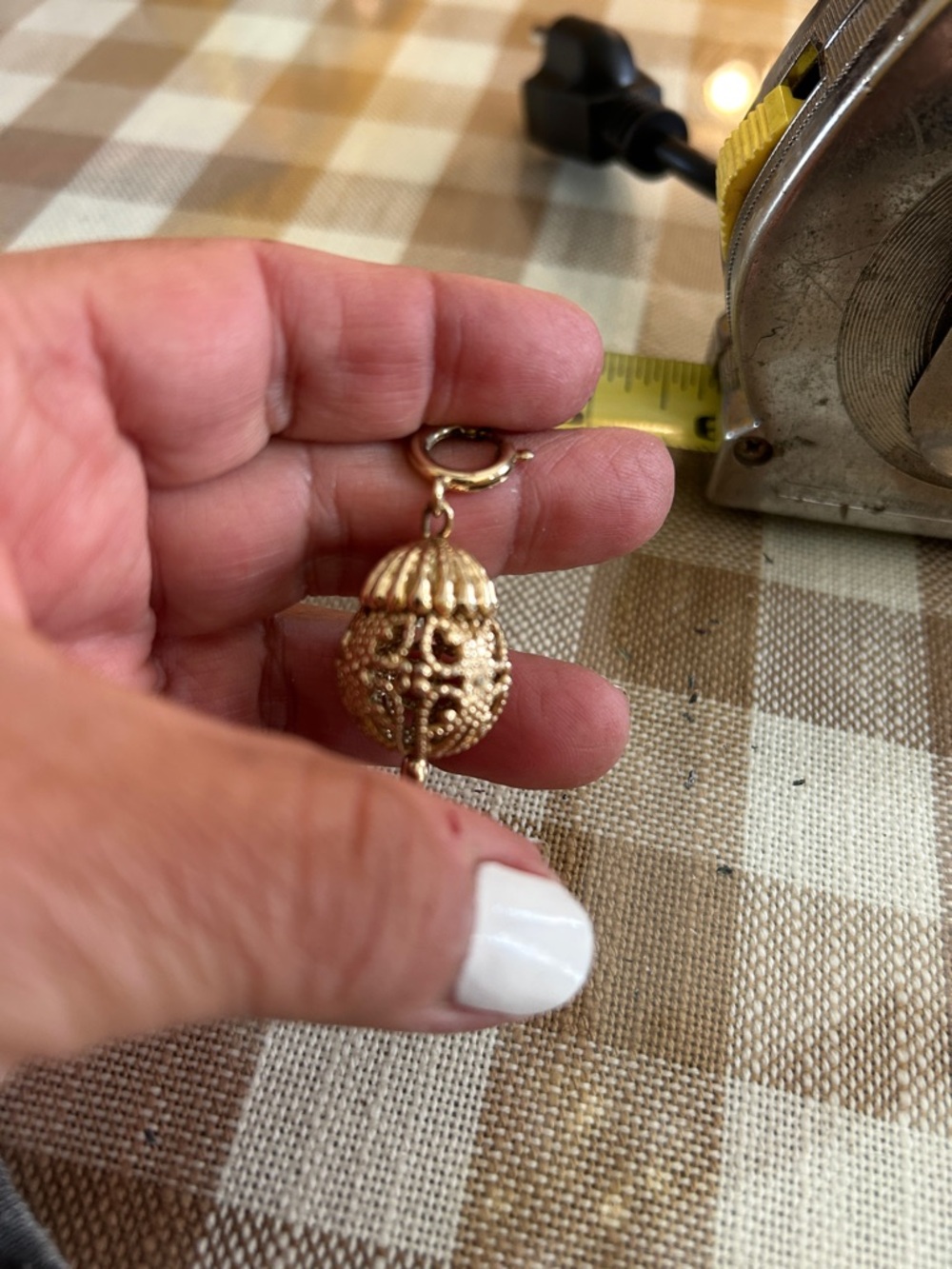 Gold Filigree Sphere Pendant Charm - Elegant Women's Jewelry - Picture 3 of 4
